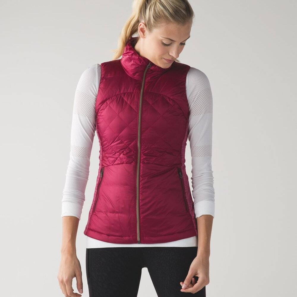 Lululemon Women's Pink Down For A Run Sleeveless Training Puffer Vest Size 10